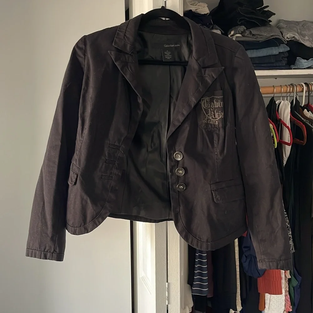 Calvin Klein stylish dark jean blazer